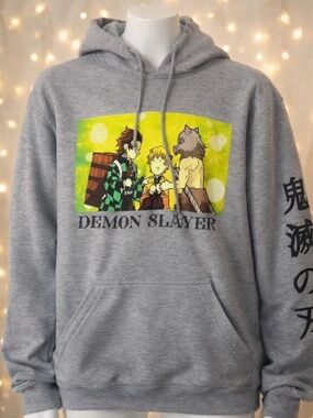 Demon Slayer Graphic Hooded Sweatshirt - Gray